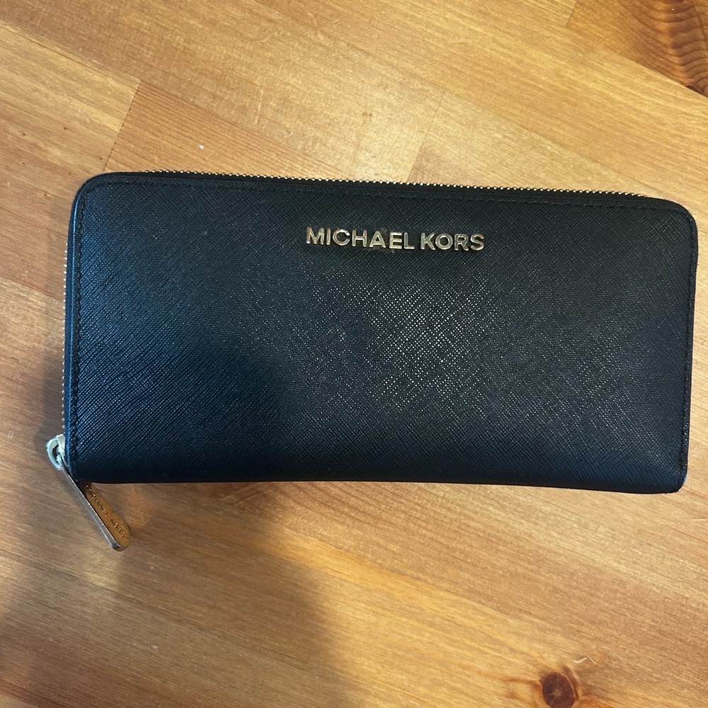 Michael Kors Black Zip-Around Wallet